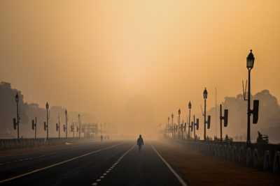 A smoggy day in New Delhi in January 2021.