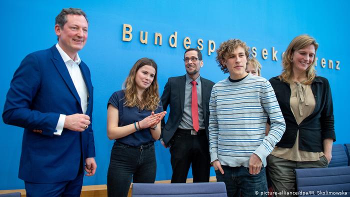 A group of Fridays for Future representatives and scientists present their climate demands to politicians